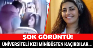 Şok görüntü! Üniversiteli kızı minibüsten kaçırdılar...