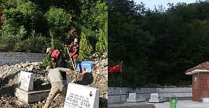 Toprak altında kalan şehitlik gün yüzüne çıkarıldı